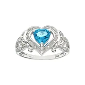 DIAMANT LETERNEL Prstan Ring aus 375 Weißgold mit Diamant mit Topas Herz-Design srebrna