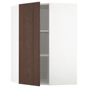 METOD Ugaoni zidni element s policama, bela/Sinarp smeda, 68x100 cm