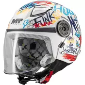 Dječja otvorena motociklistička kaciga MT Lite Crew A5 bijelo-plavo-crvena