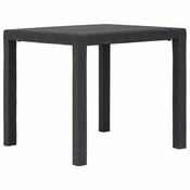 VIDAXL Vrtna miza iz plastike 79x79x72 cm rjava videz ratana