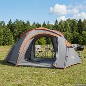 vidaXL vidaXL Trekking šotor z vodoodporno prevleko 3 oseba Siva in oranžna, (5000309345)