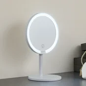 Lindby LED ogledalo z možnostjo polnjenja Renki, belo, plastično, z - spalnica - Sodobni - bela - Plastika