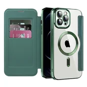 Torbica SmartMag Book s MagSafe tehnologijom i RFID novcanikom za iPhone 12 Pro - green