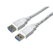 PremiumCord Podaljševalni kabel USB 3.0 Super-speed 5Gbps A-A, MF, 9-pinski, 0,5 m, bel