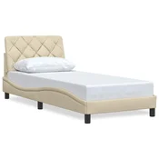 Vidaxl Posteljni okvir brez vzmetnice krem 90x190 cm tkanina