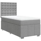 Vidaxl Box spring postelja z vzmetnico svetlo siva 80x200 cm blago