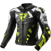Kožna motoristicka jakna Rebelhorn Inferno crno-fluo žuta
