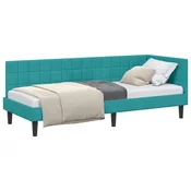 Vidaxl Kotna postelja z vzglavjem Turkizna 80 cm x 200 cm Žamet