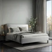 MID.YOU OBLAZINJENA POSTELJA 140 cm x 200 cm , les, tekstil, leseni material naravne barve