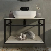 Kupaonski element viseci Concepto+ Smooth Steel New 77, bež, s 2 ploce