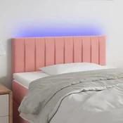 Vidaxl LED posteljno vzglavje roza 90x5x78/88 cm žamet
