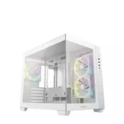 DeepCool kućište računala - CG330 3F WH (bijelo, s prozorom, 3x12 cm A-RGB, BTF, mATX, 2xUSB3.0, 1xUSB2.0)
