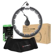 HMS Komplet masažnega hula hoop obroča HHW06 črne barve z utežmi in števcem ter pasom za hujšanje BR163, plus size