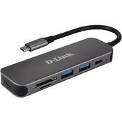 D-Link DUB-2325 USB-C Hub s čitalnikom kartic, sivi