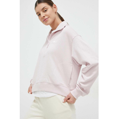Bombažen pulover New Balance ženska, roza barva