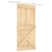 Vidaxl Drsna vrata Naravna in bela 95 x 210 cm Masiven borov les