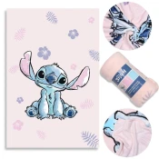Disney DISNEY Stitch Svetlo roza MEHKA odeja iz MIKROFLANELE, pregrinjalo za otroško posteljo 100x150 cm, OEKO-TEX
