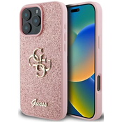 Ovitek Guess GUHCP16LHG4SGP trda roza zaščita za iPhone 16 Pro 6,3 z fiksnim velikim bleščečim vzorcem 4G