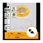 Aigostar - Zunanji LED božični niz, 800 LED, 8 funkcij, 23 m, IP44, topla bela
