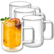 shumee Wilmax dvostenski termo kozarci - 400 ml - komplet 4 skodelic za kavo - skodelice za cappuccino, latte macchiato, espresso, mocha - kozarci za kavo