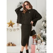Resti Acrylic braided womens set with sweater and skirt Warm&Fuzzy