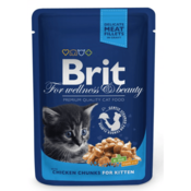 Brit Premium Cat Chicken Chunks for Kitten aluminijaste vrečke 24 x 100 g