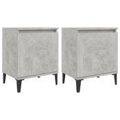 MAISON CHIC Dvo delni komplet Nočne omarice - Nočne mize s kovinskimi nogami betonsko sive 40x30x50 cm, (21690465)