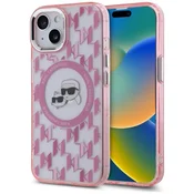 slomart Etui Karl Lagerfeld IML Monogram Karl & Choupette Head MagSafe za iPhone 15 - roza