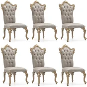 Casa Padrino luxury baroque dining chair set of 6 silver/gray/gold - Magnificent baroque style kitchen chairs - Baroque dining room furniture - Luxury furniture baroque style