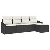 5-dijelni set vrtnih kauča s jastučićima smeđi poly rattan