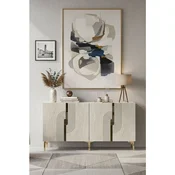 Hanah Home komoda Meyra 180, 180 cm, bela / travertin / zlatna