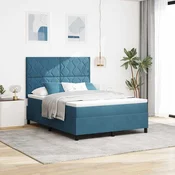 vidaXL vidaXL Postelja s pomičnim dnom in vzmetnico Temno modra 140x200 cm Žamet, (22052269)