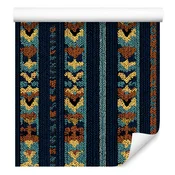 Tapeta Barvita pletenina temno modra, turkizna in rjasta 50x1000 cm