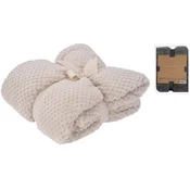 HOMESTYLING Fleece odeja 130 x 170 cm PREMIUM, kremasta