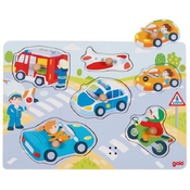 GOKI - Puzzle Puzzle Drevená vkládačka so zvukmi - Dopravné prostriedky - 1 - 39 kosov