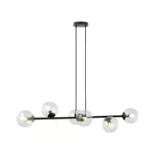 Luster na sajli ROSSI 6xE14/10W/230V crna/prozirna