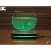 Black Cut 3D Lampa Akvarijum, Zelena