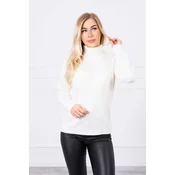 High-neckline ecru sweater