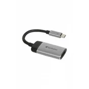 Adapter, USB-C/HDMI, 4K, VERBATIM, aluminijsko-crna