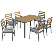 Homestar Vrtni garnitura 7-delna miza 146x80x74 cm stoli 59x55x86 cm naravno les