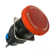 Taster prekidac pecurka, 5A/250VAC 1-pol, crveni okrugli ON-ON, fi=17.5mm