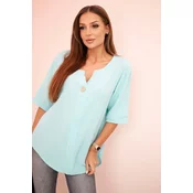 Kesi Włoski Womens muslin shirt with a button mint