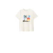 MANGO Majica ILUSTRA svetlo bež / azur / limona / temno zelena