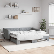 Greatstore Izvlečna dnevna postelja z vzmetnicami sv. siva 90x190 cm blago