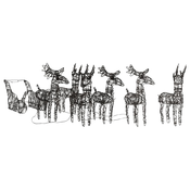 Božični okras severni jeleni in sani 320 LED toplo bela ratan