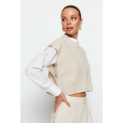 Trendyol Stone Crop Crew Neck Knitwear Knitwear Sweater