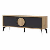 Črna/naravna TV omarica v hrastovem dekorju 140x51 cm Vae – Marckeric