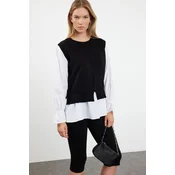 Trendyol Black Garnished Wide Fit Knitwear Sweater
