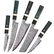 Set damaškovih kuhinjskih noževa ZE-37498 - Zelena/ČRNa KP37498