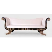 Casa Padrino luxury baroque sofa white/black/gold - Magnificent living room sofa with castors - Baroque style living room furniture - Luxury furniture in baroque style - Baroque furnishings